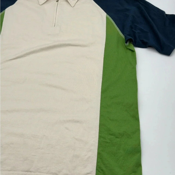 Bobby Chan Polo 70% Silk Blend Shirt Mens Small Green/beige/Blue size small - Picture 2 of 6